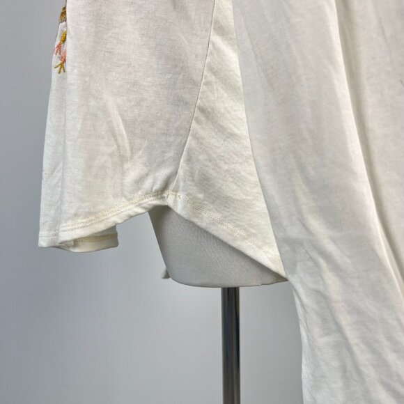 NWOT Johnny Was Embroidered Floral Long Sleeves Tee T-Shirt Size S White - Picture 8 of 12